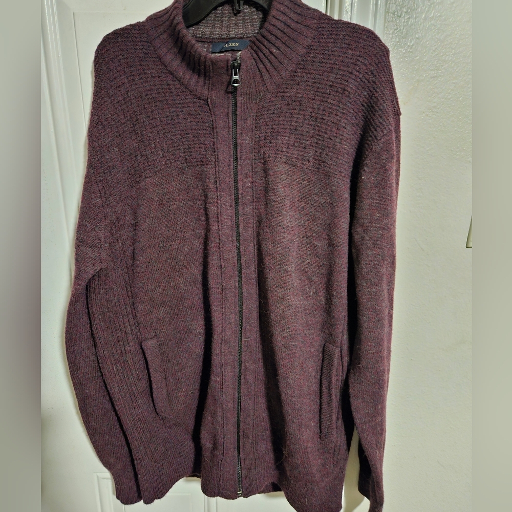 Alfani Men’s Zip-Up Sweater Jacket — Burgundy Heather